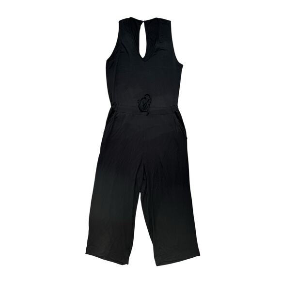Quince Pants - QUINCE Modal French Terry Jumpsuit Black Size Large Sleeveless Stretch Pockets
